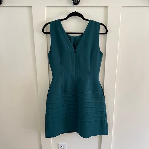 Madewell Midnight Spruce Teal Green Fit and Flare Sleeveless Dress Size 4 - Picture 3 of 8